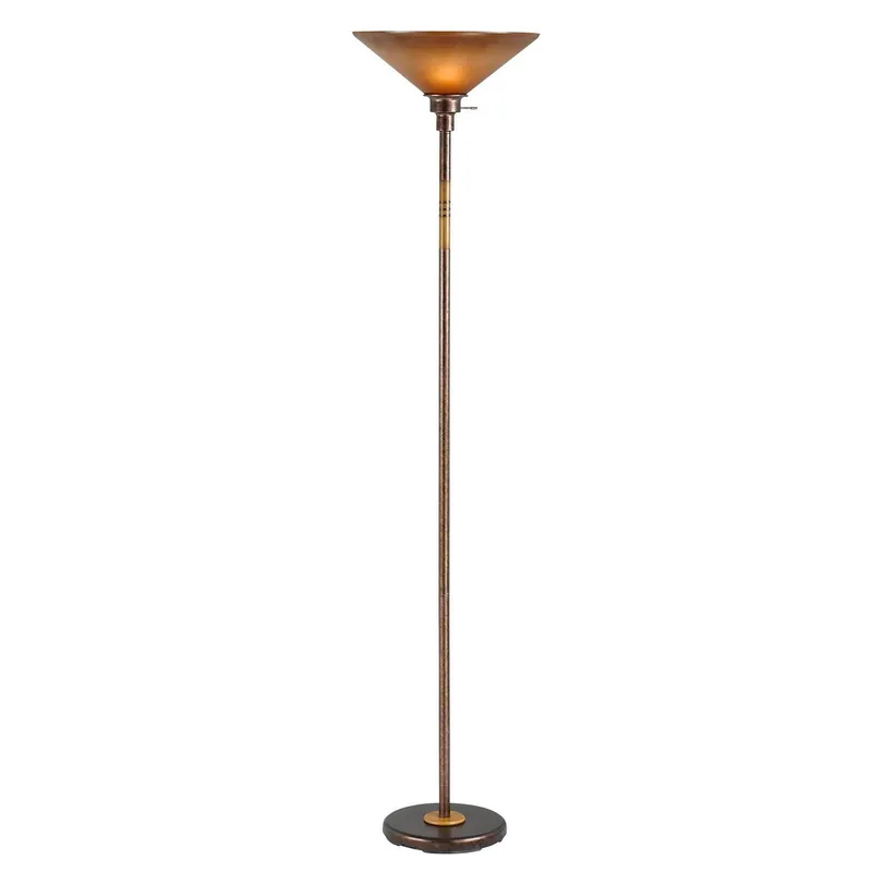 3 Way Torchiere Floor Lamp With Frosted Glass Shade And Stable Base, B Bargain