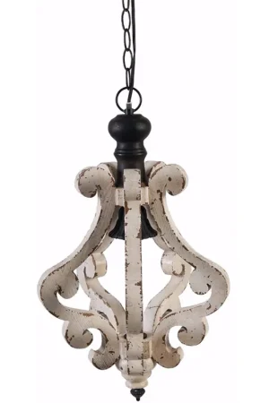 Wooden Home Perth Chandelier, White By Benzara Bulk Order