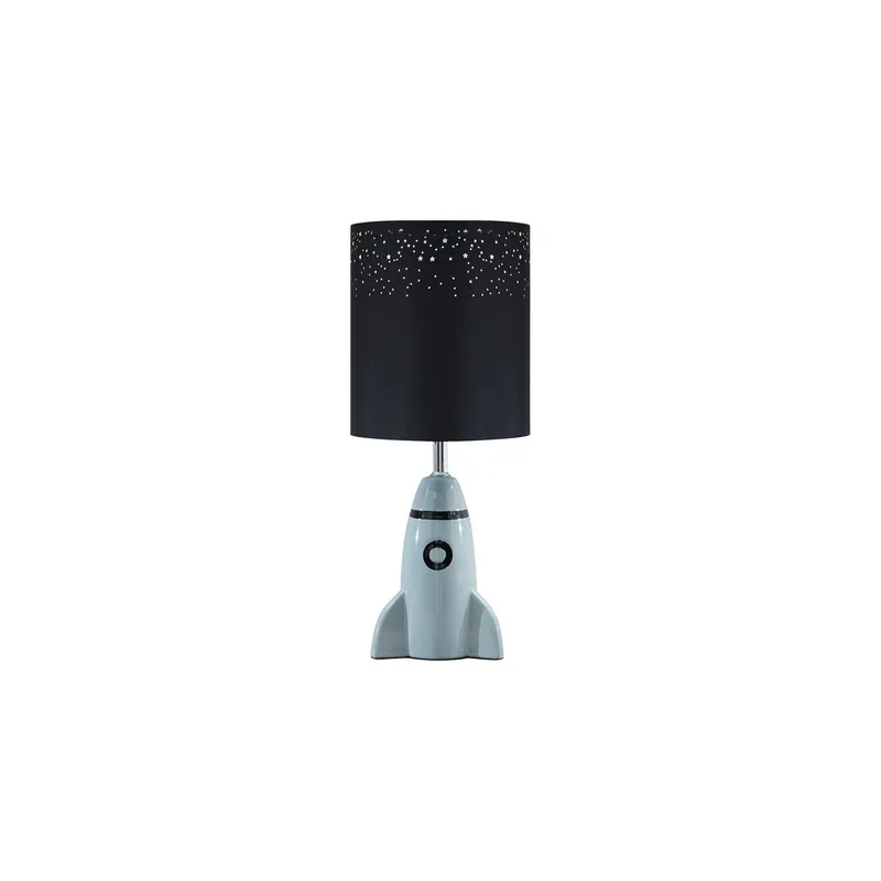 Rocket Ceramic Base Table Lamp With Fabric Shade Black And Gray By Ben Instant Buy