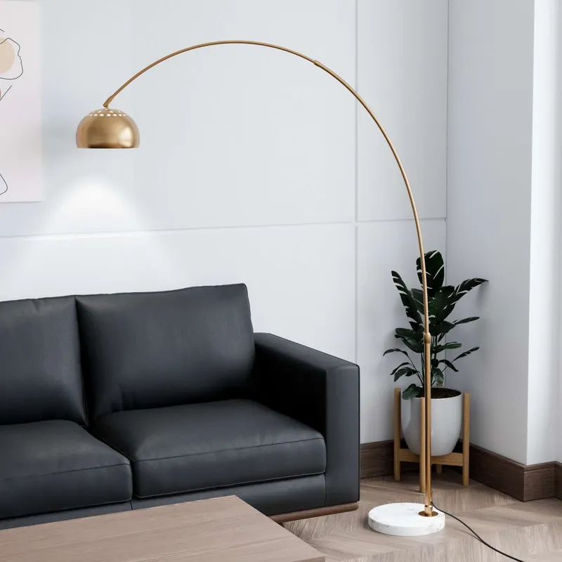 Leisuremod Arco Mid-Century Modern Arched Floor Lamp 75.6" Height with Affordable