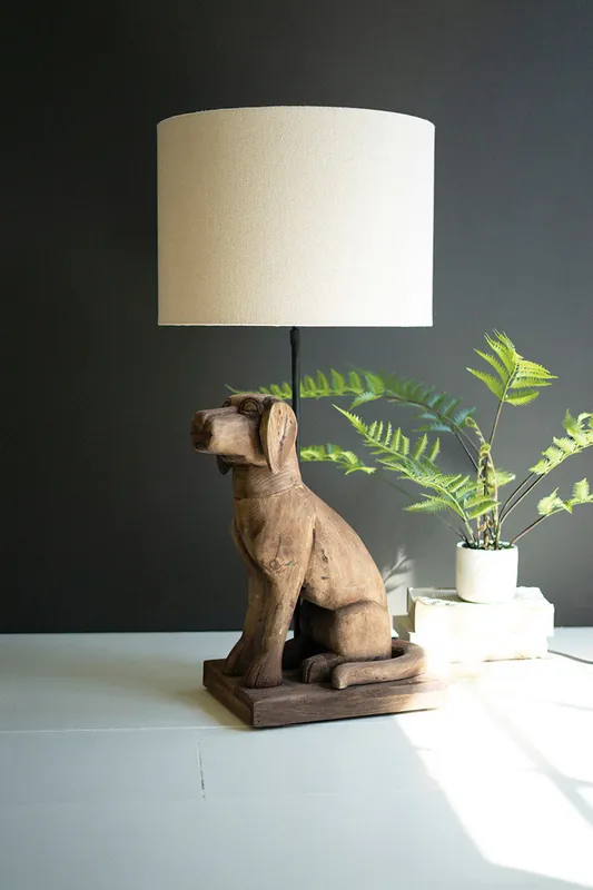 Special Discount Wooden Dog Table Lamp Base With Shade By Kalalou