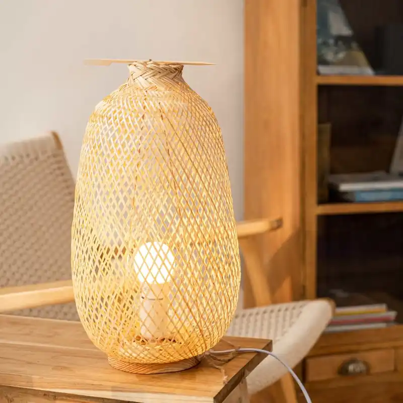 Next Day Delivery A Na - Bamboo Boho Table Lamp (14- 16 Inches) By Thaihome