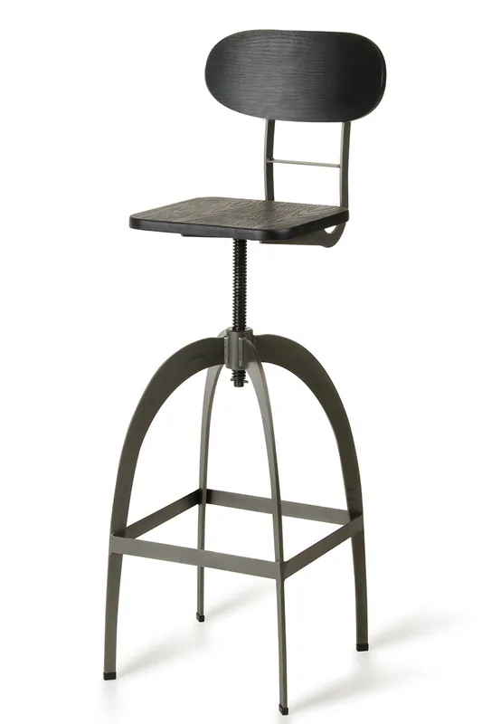 38' Black And Gun Metal And Wood Bar Stool By Homeroots Cheap