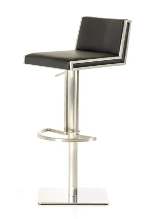 40' Black And Walnut Leatherette Veneer And Steel Bar Stool By Homeroo Fast Shipping