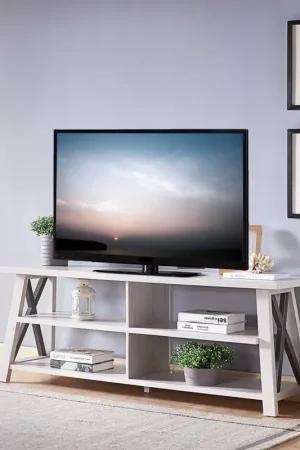 Bargain Contemporary White and Gray TV Stand By Homeroots