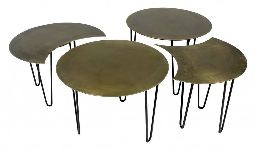 Handmade Set of Four Bohemian Gold Cocktail Table Set By Homeroots