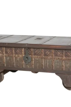 Brown Wheel Antique Coffee Table By Homeroots While Supplies Last