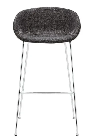 Affordable Set of Two Black and Chrome Scoop Bar Stools By Homeroots