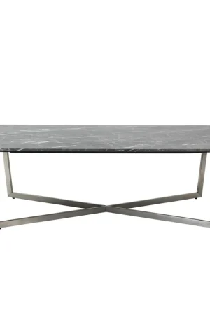 Black on Stainless Faux Marble Coffee Table By Homeroots Price Cut