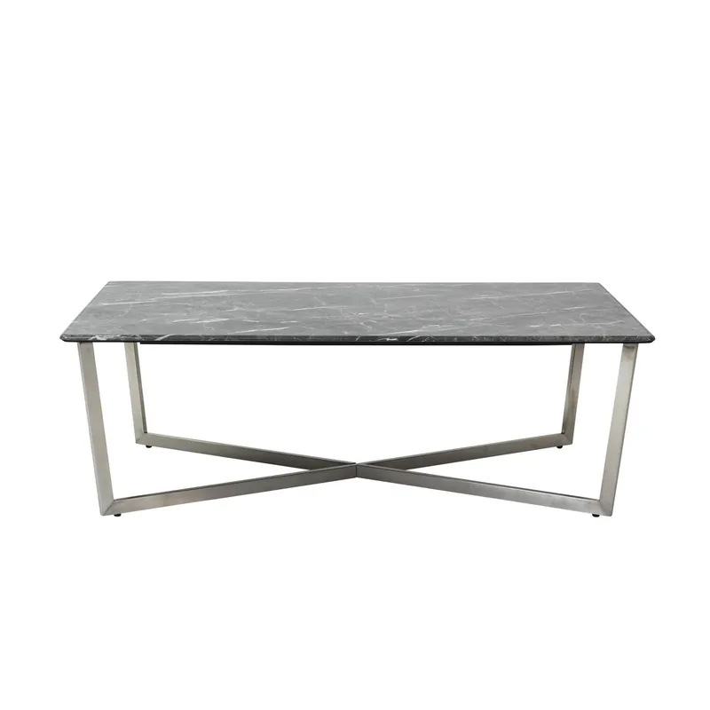 Black on Stainless Faux Marble Coffee Table By Homeroots Price Cut