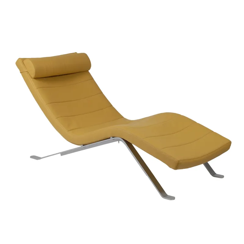 Goldenrod Faux Leather and Chrome Wavy Chaise Lounge Chair By Homeroot Buy Direct