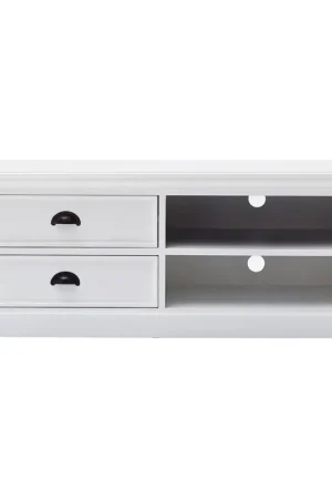 47" Classic White Entertainment Unit with Two Drawers By Homeroots Low Price