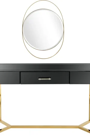 Black and Gold Mirror and Console Table By Homeroots Place Order