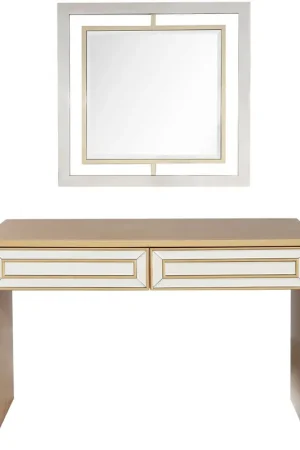 In Demand Antiqued Gold Finish Mirror and Console Table By Homeroots - 396841