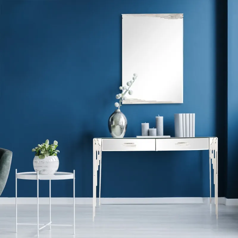 Rectangular Striped Falling Mirror and Console Table By Homeroots Big Sale
