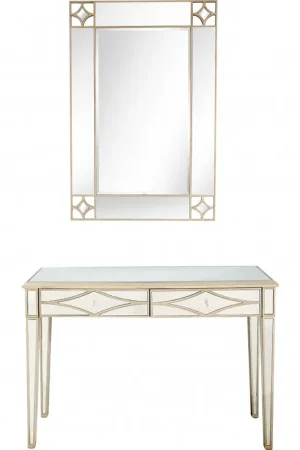 Champagne Finish Mirror and Console Table By Homeroots - 396827 Limited Offer