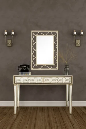Champagne Glass Mirror and Console Table By Homeroots Viral