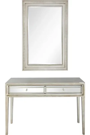 Antiqued Silver Finish Mirror and Console Table By Homeroots Luxury