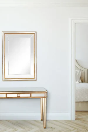 Antiqued Gold Finish Mirror and Console Table By Homeroots - 396811 Wholesale