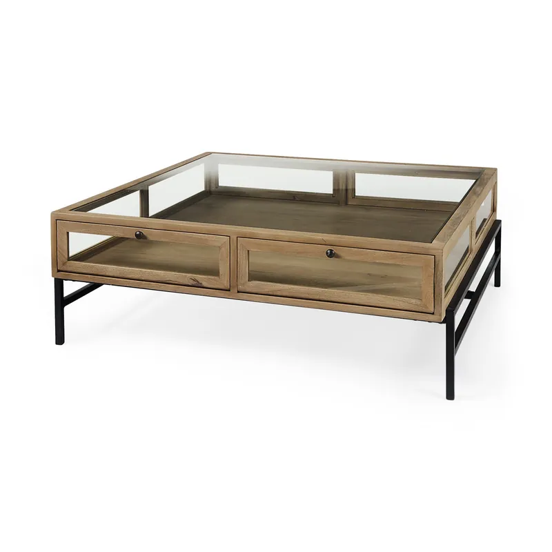 Next Day Delivery Rustic Natural Brown Shadowbox Coffee Table By Homeroots