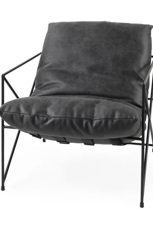 Black Faux Leather Contemporary Metal Chair By Homeroots Secure Checkout