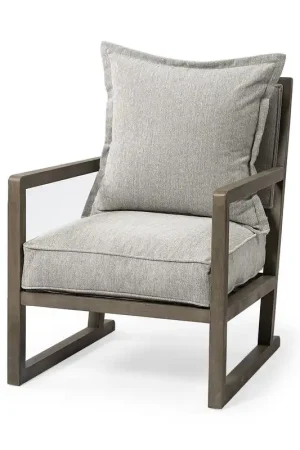 Wooden Accent Chair with Ash Gray Cushions By Homeroots Trending