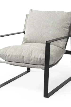 Ash Gray and Black Metal Sling Chair By Homeroots Same Day Shipping