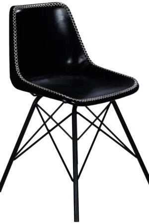 Black Contrast Stitch Leather Dining Chair By Homeroots Factory Price