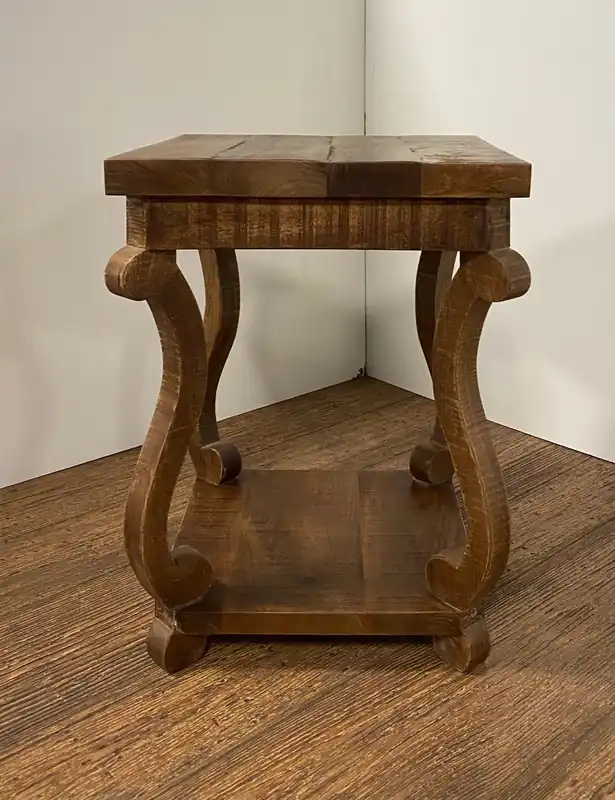 Exclusive Modern Farmhouse Solid Wood Scroll End Table By Homeroots
