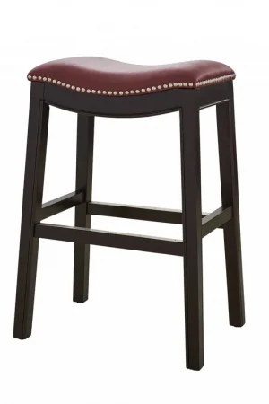 25" Espresso and Red Saddle Style Counter Height Bar Stool By Homeroot Price Cut