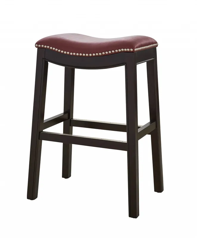 25" Espresso and Red Saddle Style Counter Height Bar Stool By Homeroot Price Cut