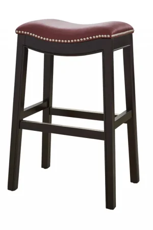 30" Espresso and Red Saddle Style Counter Height Bar Stool By Homeroot New Release