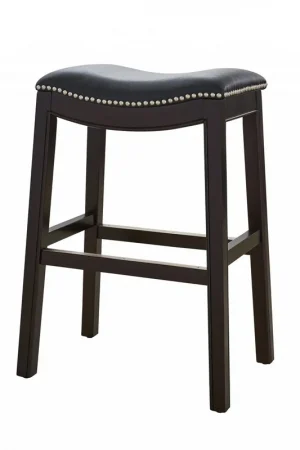 25" Espresso and Black Saddle Style Counter Height Bar Stool By Homero Fan Favorite
