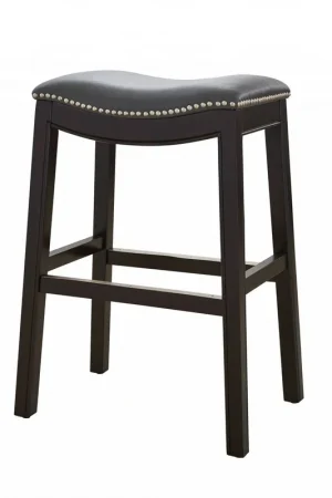 25" Espresso and Gray Saddle Style Counter Height Bar Stool By Homeroo Hassle-Free Returns