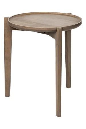 Brown Wood Round Top Accent Table with Three-legged Base By Homeroots Bargain