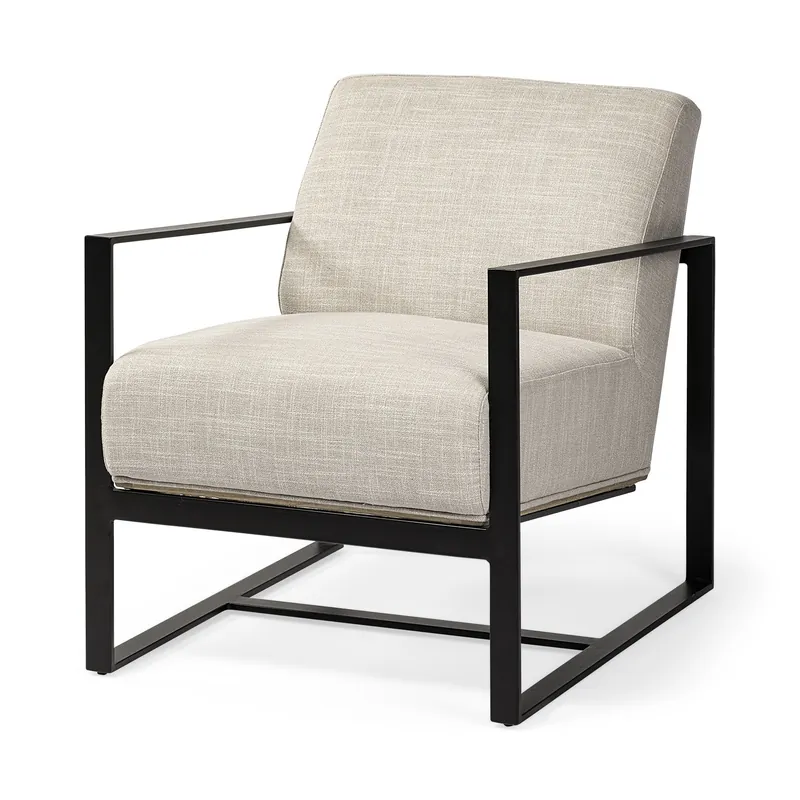 Cream Fabric Wrapped Accent Chair with Metal Frame By Homeroots Low Price
