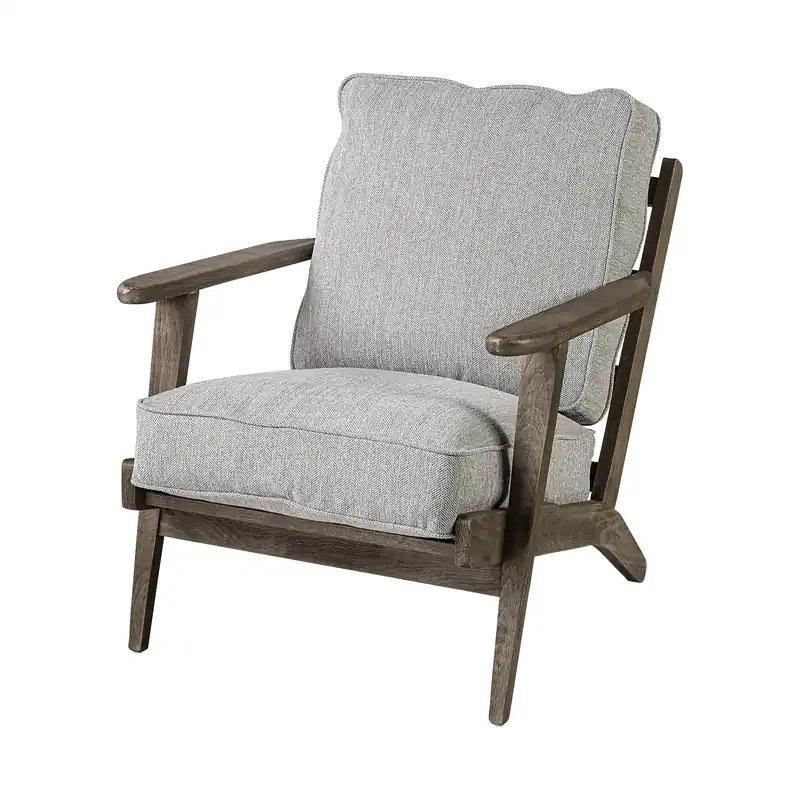Frost Grey Fabric Wrapped Honey Wooden Frame Accent Chair By Homeroots Budget