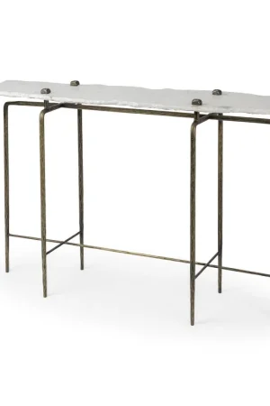 Wholesale White Marble Console Table With Brass Toned Iron Base By Homeroots