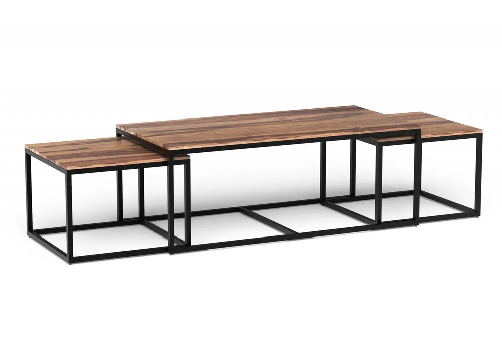 Set of 3 Natural Wood Nesting Coffee and End Tables By Homeroots No Minimum Order