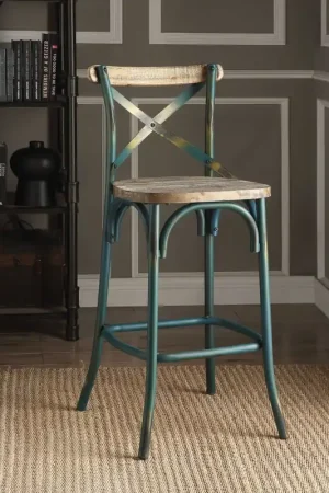 Antique Turquoise & Oak Wood Bar Chair By Homeroots Hot Picks