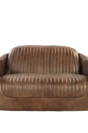 Budget Retro Brown Leather Loveseat By Homeroots