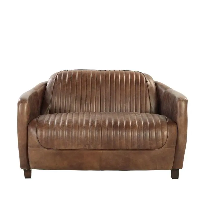Budget Retro Brown Leather Loveseat By Homeroots