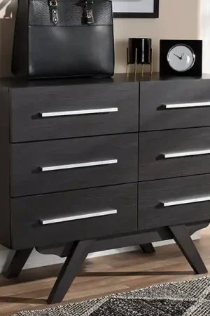 Genuine Baxton Studio Auburn Mid-Century Modern Espresso Brown Finished Wood 6-Drawer Dresser - Dark Brown