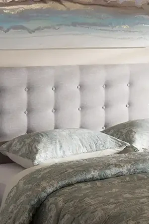 Baxton Studio Ginaro Modern And Contemporary Greyish Beige Fabric Button-Tufted Nail head King Size Winged Headboard - Greyish Beige In Demand
