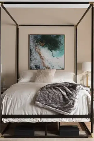 Baxton Studio Eva Vintage Industrial Black Finished Metal Canopy Queen Bed - Black Free Shipping
