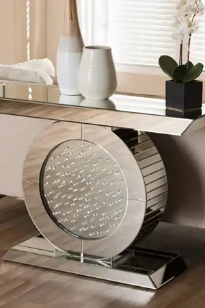 Baxton Studio Cagney Hollywood Regency Glamour Style Mirrored Console Table - "Silver" Mirrored Limited Time