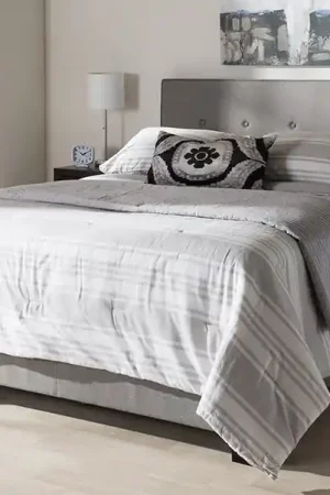 Baxton Studio Hampton Modern and Contemporary Light Grey Fabric Upholstered Queen Size Bed - Light Grey Hassle-Free Returns