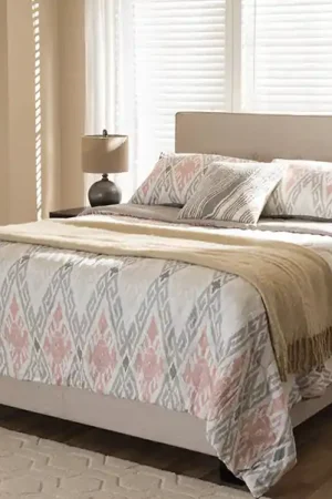 Best Seller Baxton Studio Hampton Modern and Contemporary Light Beige Fabric Upholstered King Size Bed - Light Beige