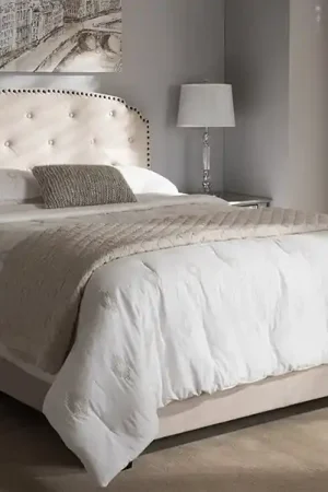 Baxton Studio Lexi Modern and Contemporary Light Beige Fabric Upholstered Full Size Bed - Light Beige Flash Sale