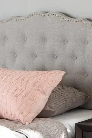 Baxton Studio Lucy Modern and Contemporary Greyish Beige Fabric Twin Size Headboard - Greyish Beige Top Rated